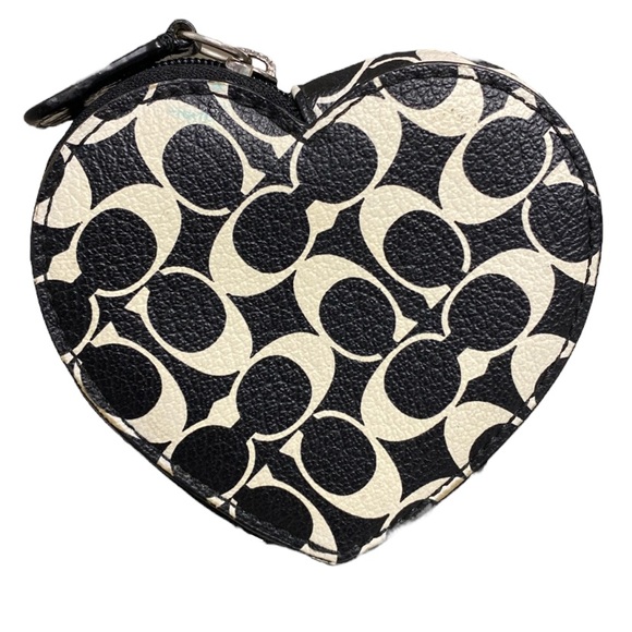 Coach Handbags - Coach Signature Black White Heart Coin Purse
